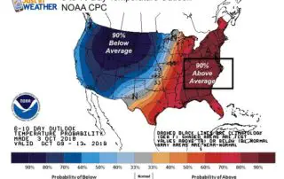 October weather warm temperature outlook Day 6 to 10