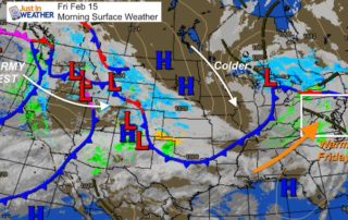 February 15 weather snow ice rain morning map