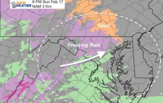 February 16 winter weather ice radar Sunday 8 PM