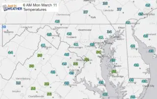 March 11 weather temperatures morning