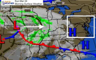 March 24 weather Sunday morning surface map