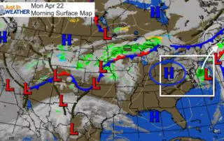 April 22 weather Earth Day morning map