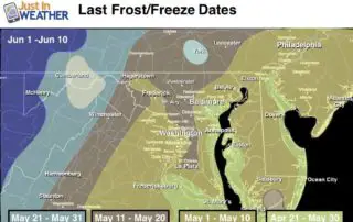 April 28 last Frost Freeze Map Maryland Pennsylvania