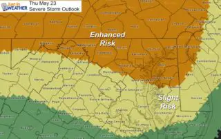 May 23 severe storm outlook Thursday Pennsylvania and Maryland