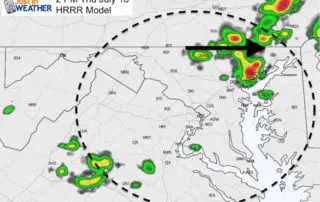 July 18 weather storm HRRR 2 PM Thursday