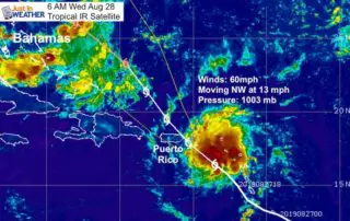 August 28 weather tropical storm dorian ir satellite morning Wednesday