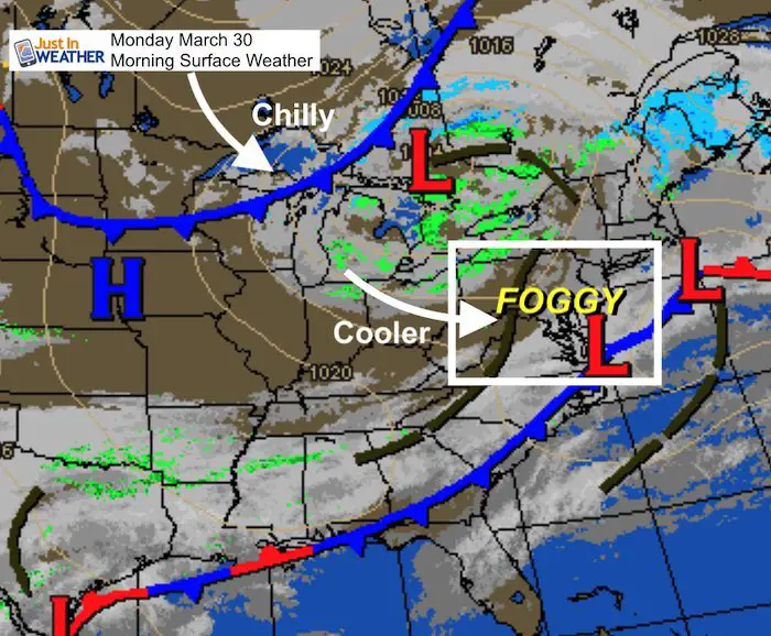March 30 weather Monday morning