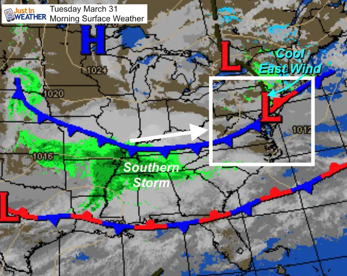March 31 weather Tuesday morning
