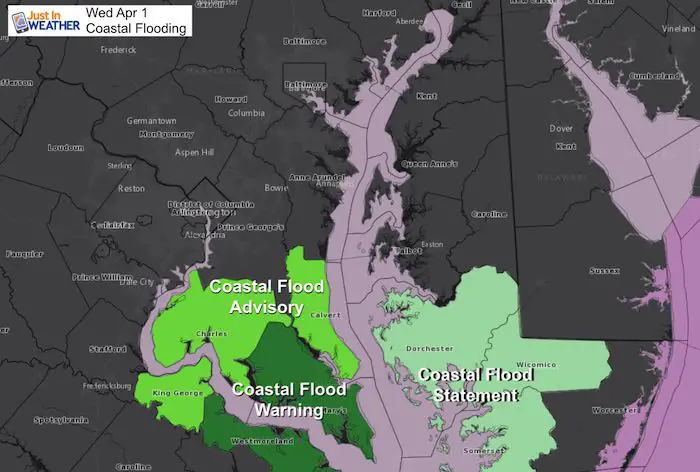 April 1 weather coastal flood Wednesday