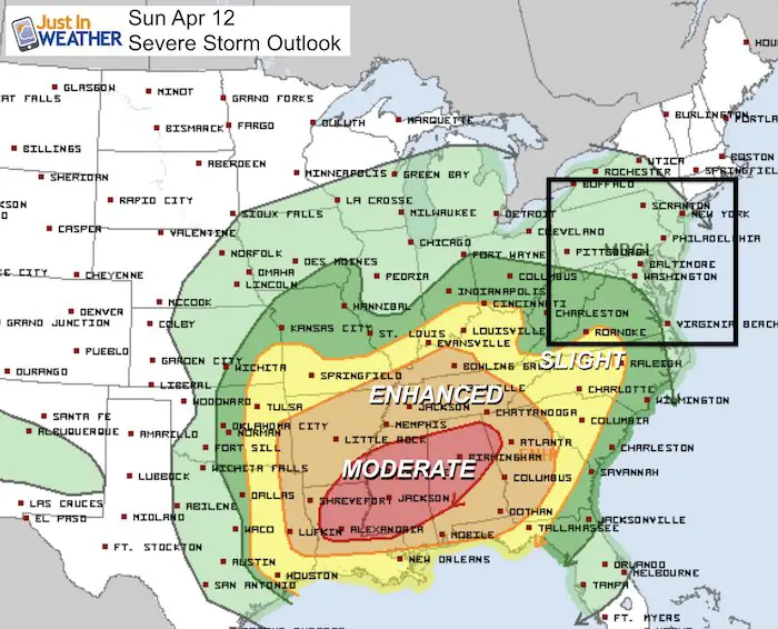 April 12 weather severe storm risk SUNDAY