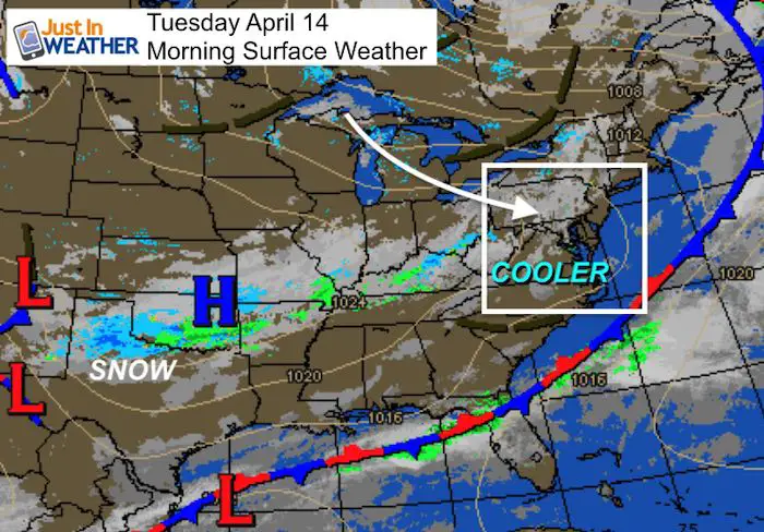 April 14 weather Tuesday morning
