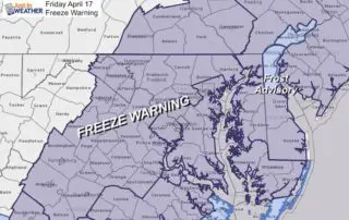 April 16 Freeze Warning Expanded Friday