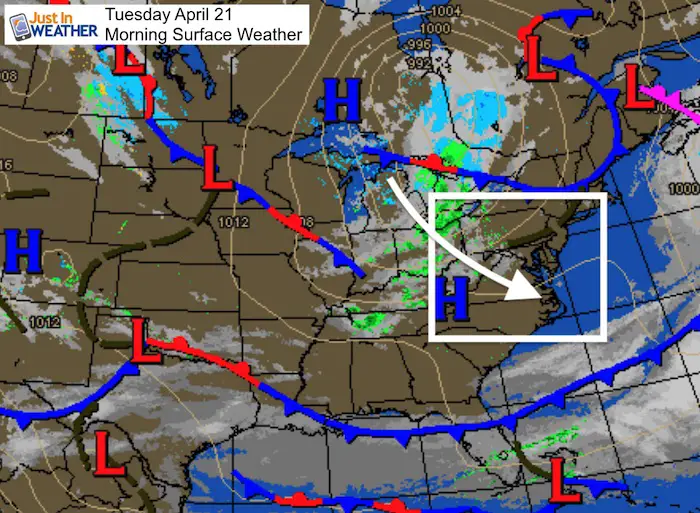 April 21 weather Tuesday morning