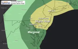 April 21 weather severe storm risk Tuesday