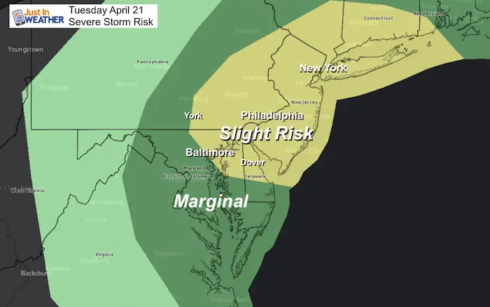 April 21 weather severe storm risk Tuesday