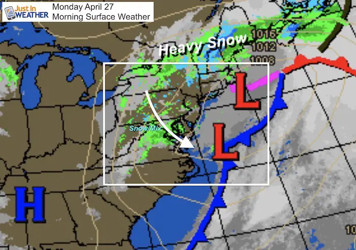 April 27 weather Monday morning