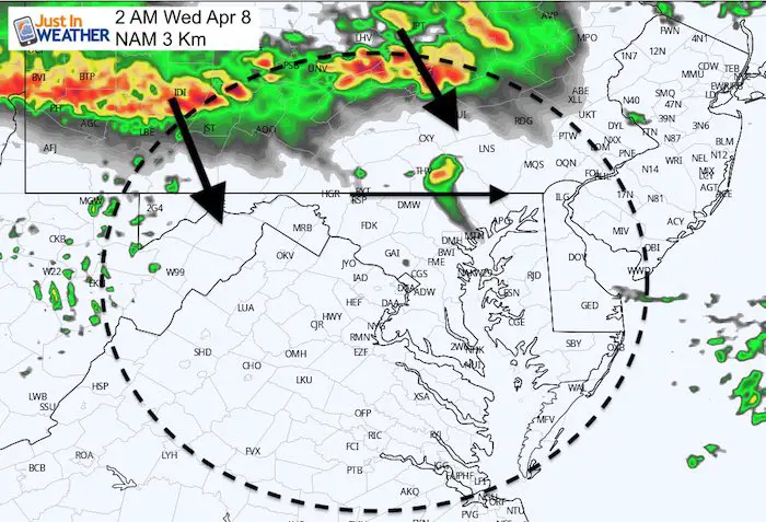 April 7 weather rain storm Wednesday 2 AM