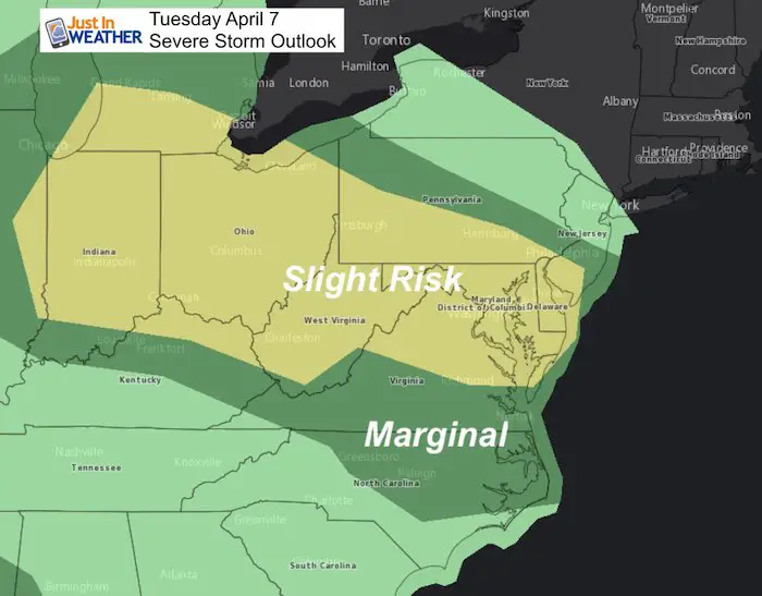 April 7 weather severe storm risk Tuesday
