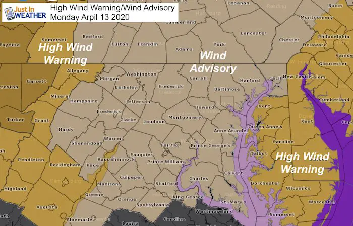 Wind Warning Monday April 13