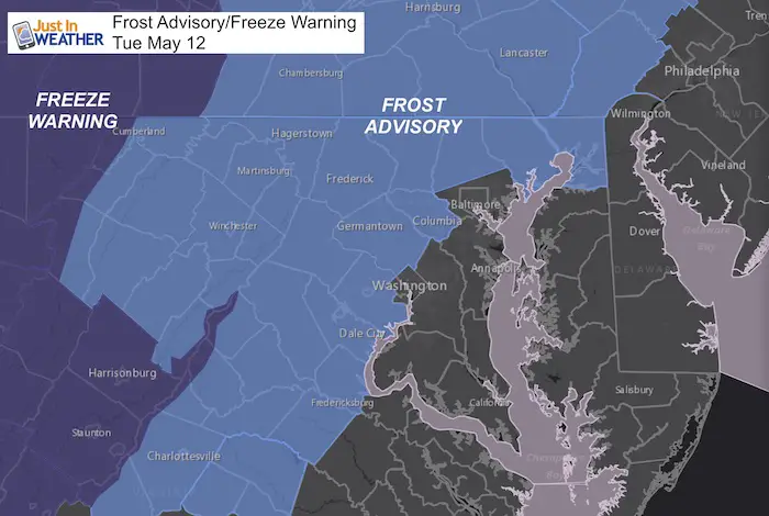 May 11 Maryland Weather frost freeze warning