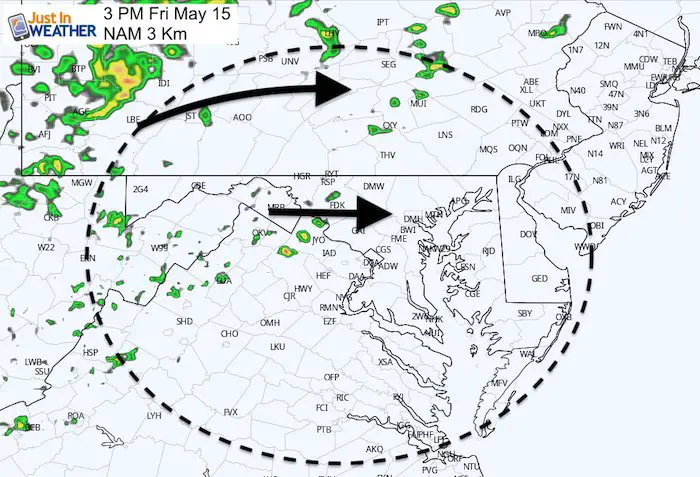 May 15 maryland weather rain storm Friday 3 PM