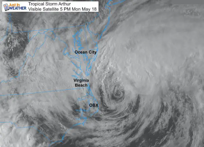 May 18 tropical storm arthur Visible Satellite Monday evening
