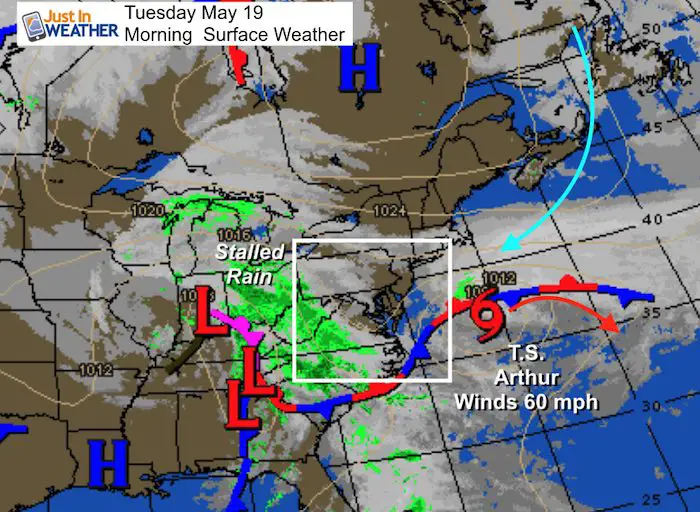 May 19 maryland weather surface map Tuesday