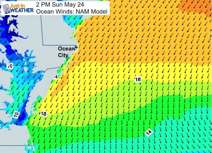May 22 maryland weather memorial weekend beach ocean wind Sunday 2 PM
