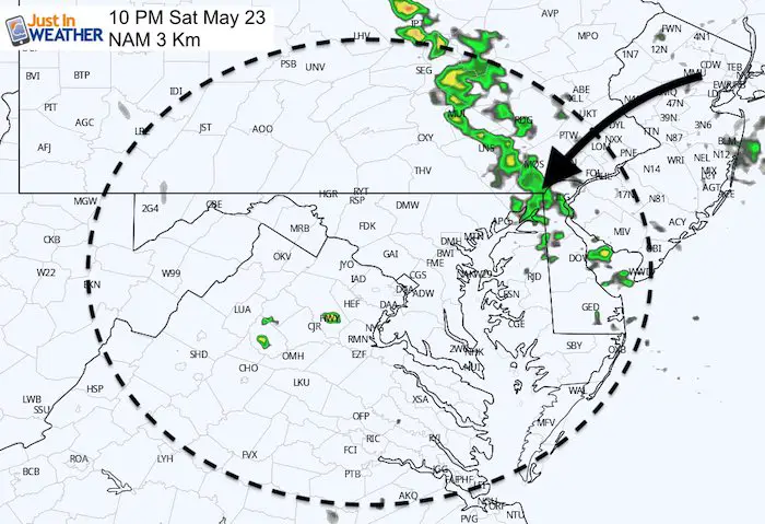 May 23 maryland weather rain storm Saturday 10 PM