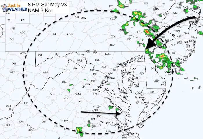 May 23 maryland weather rain storm Saturday 8 PM