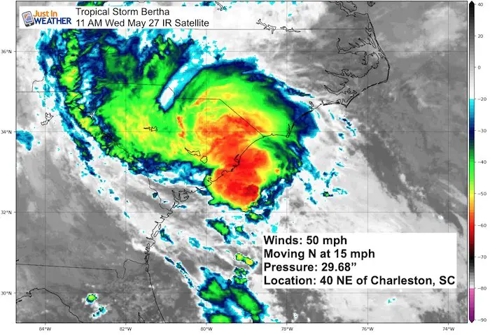 May 27 weather Tropical Storm Bertha 11 AM Wednesday