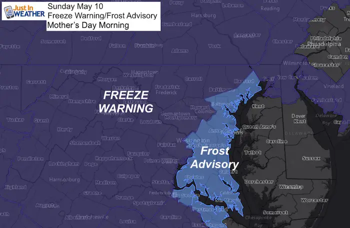 May 9 maryland weather Freeze Warning