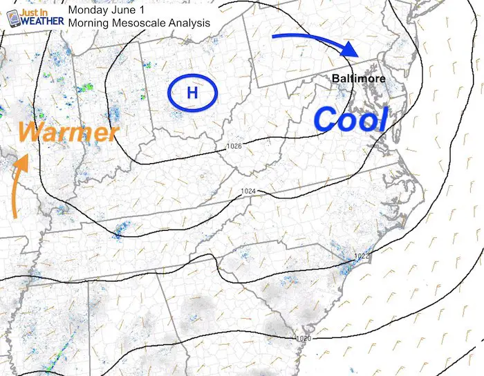 June 1 maryland weather Monday mesoscale analysis