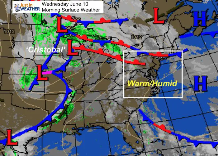 June 10 maryland weather cristobal Wednesday morning