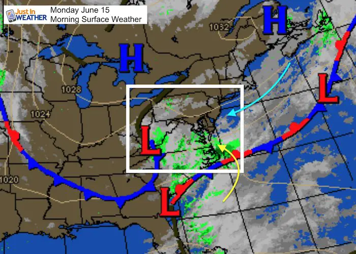 June 15 maryland weather Monday morning
