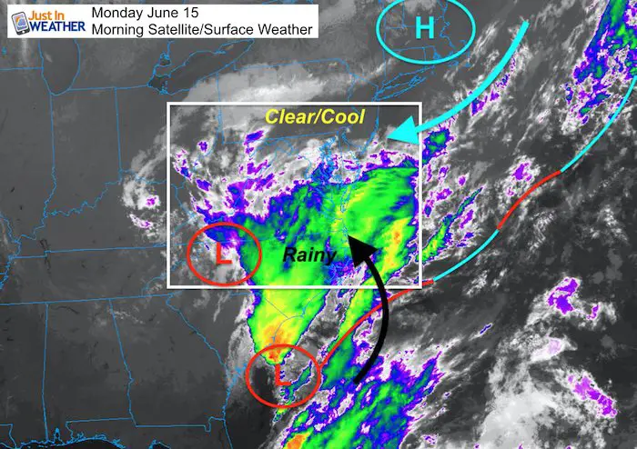 June 15 weather Monday morning