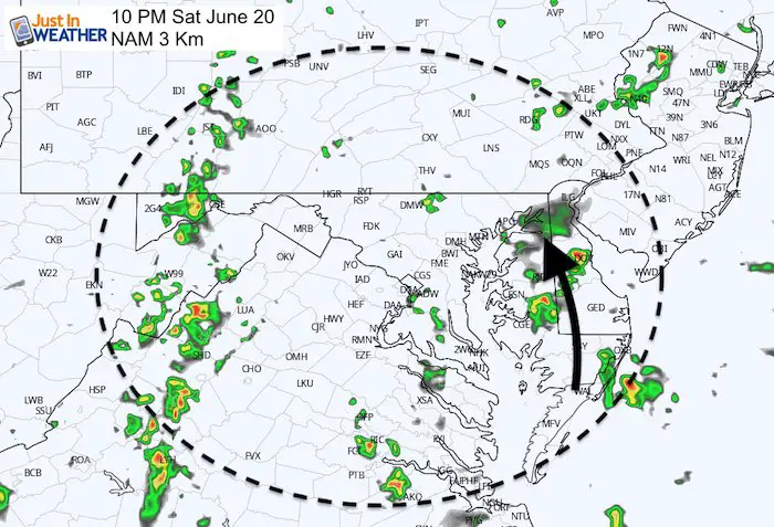 June 20 maryland weather rain storm Saturday 10 PM