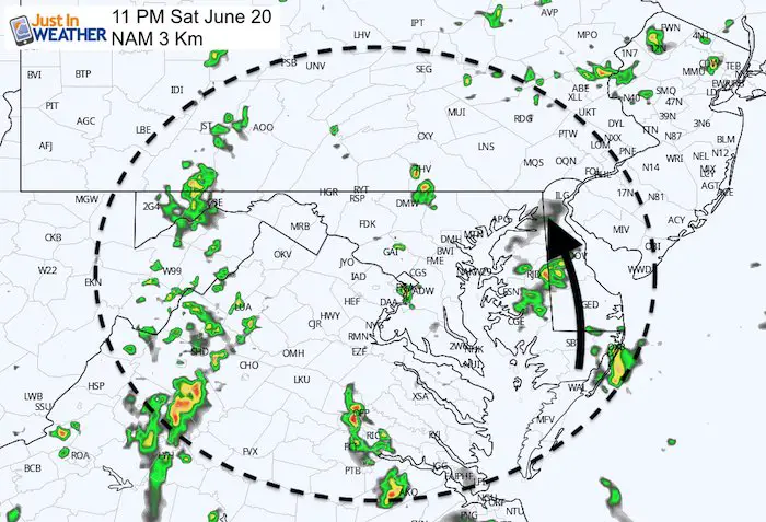 June 20 maryland weather rain storm Saturday 11 PM