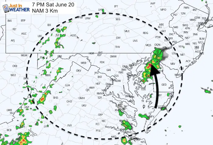 June 20 maryland weather rain storm Saturday 7 PM