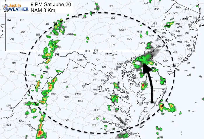 June 20 maryland weather rain storm Saturday 9 PM