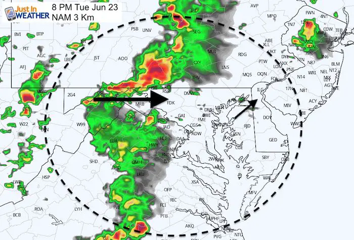 June 23 maryland weather storm Tuesday 8 PM