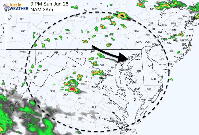 June 28 maryland weather rain storm Sunday 3 PM