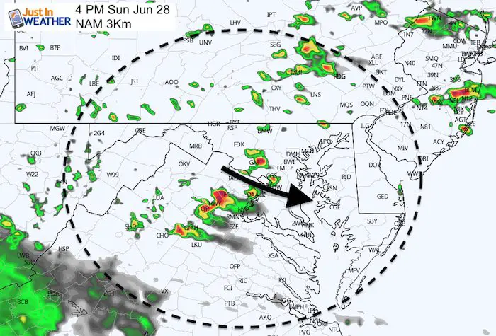 June 28 maryland weather rain storm Sunday 4 PM