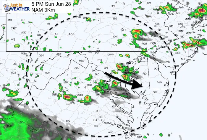 June 28 maryland weather rain storm Sunday 5 PM