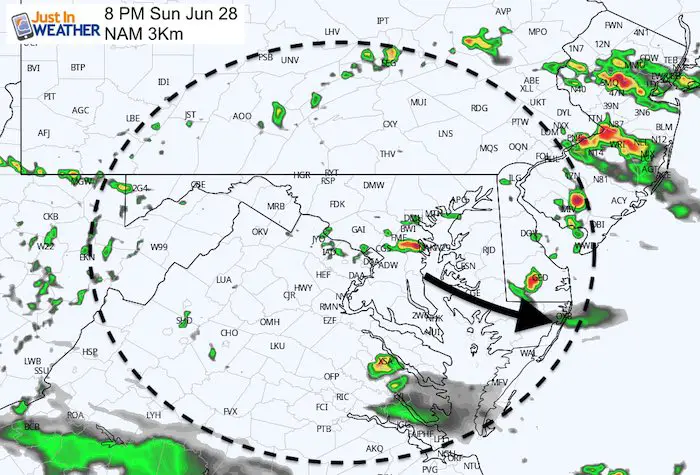 June 28 maryland weather rain storm Sunday 8 PM