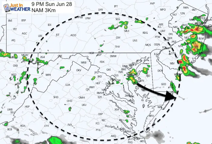 June 28 maryland weather rain storm Sunday 9 PM