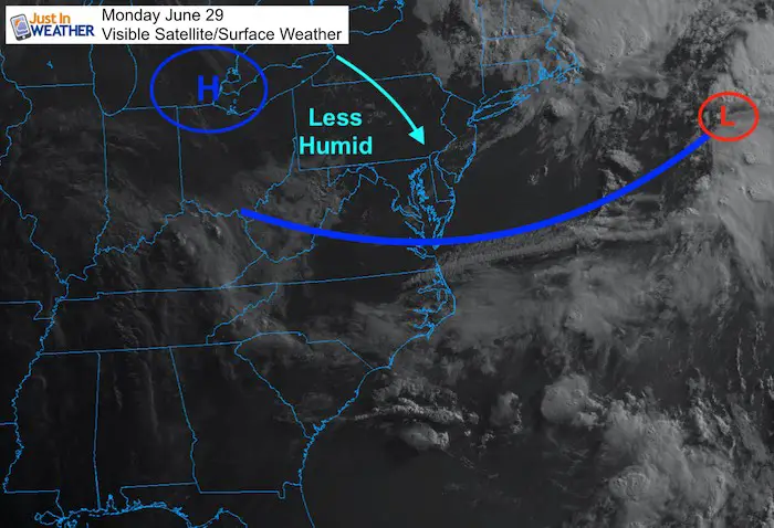June 29 maryland weather visible satellite Monday morning