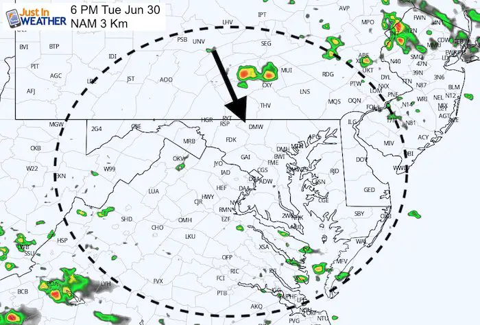 June 30 maryland weather storm Tuesday 6 PM