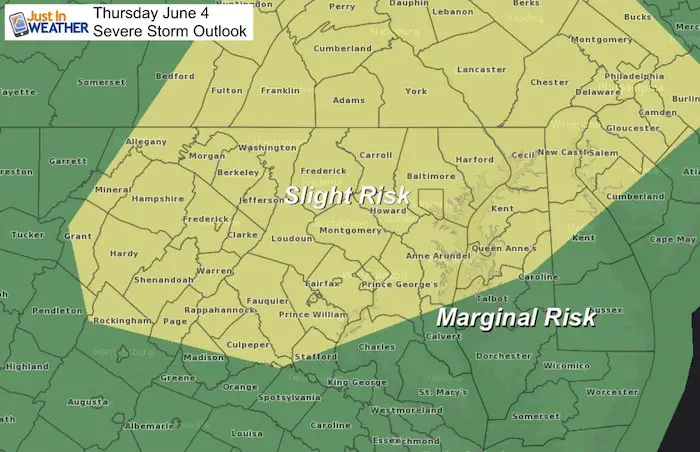 June 4 maryland weather severe storm risk Thursday