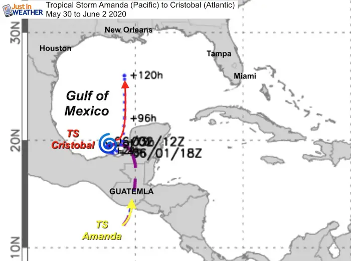 Tropical Storm Cristobal crossover Pacific Atlantic